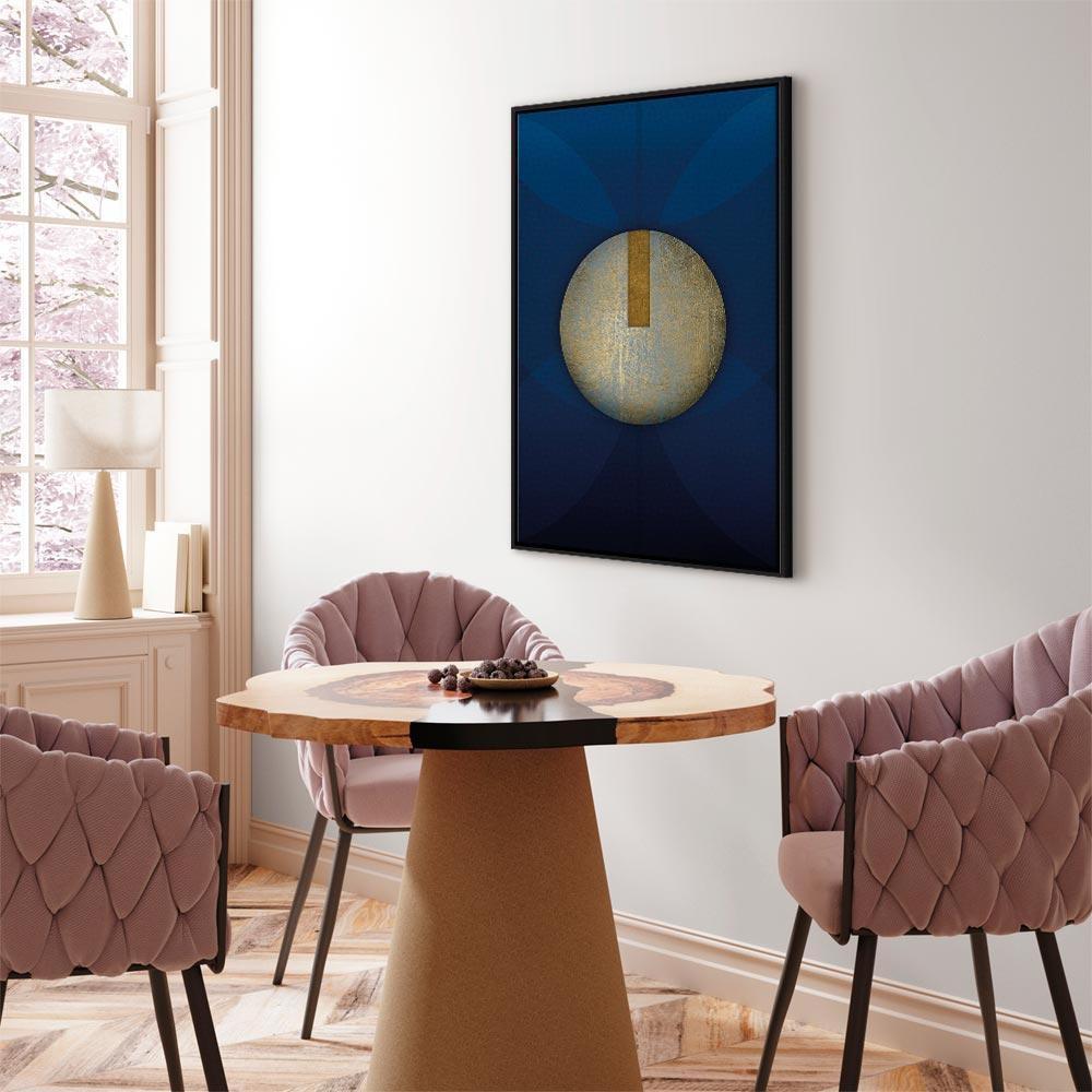 Leinwandbild - In the Shadow of Classic Blue (1-part) - Golden Circle in Abstraction