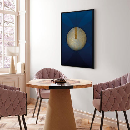 Leinwandbild - In the Shadow of Classic Blue (1-part) - Golden Circle in Abstraction