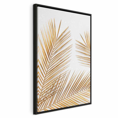 Leinwandbild - Golden Palm Leaves (1 Part) Vertical