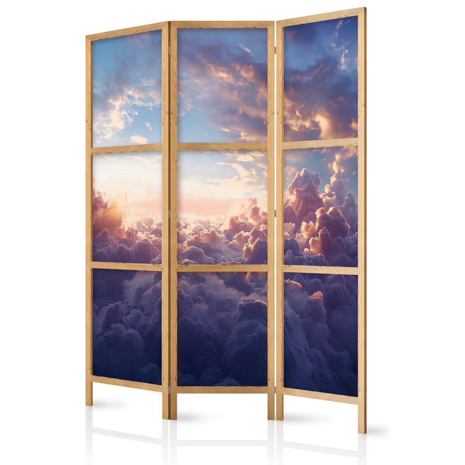 Japanischer Paravent - The Sun in Hiding: The Golden Face of the Sky Over a Cloudy Sea Artgeist