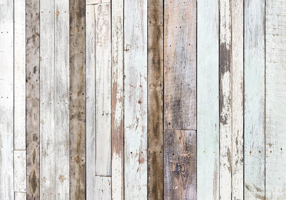 Fototapete – Bunte Holzbretter im Vintage-Look