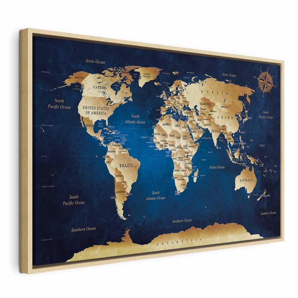 Leinwandbild - World Map: The Dark Blue Depths