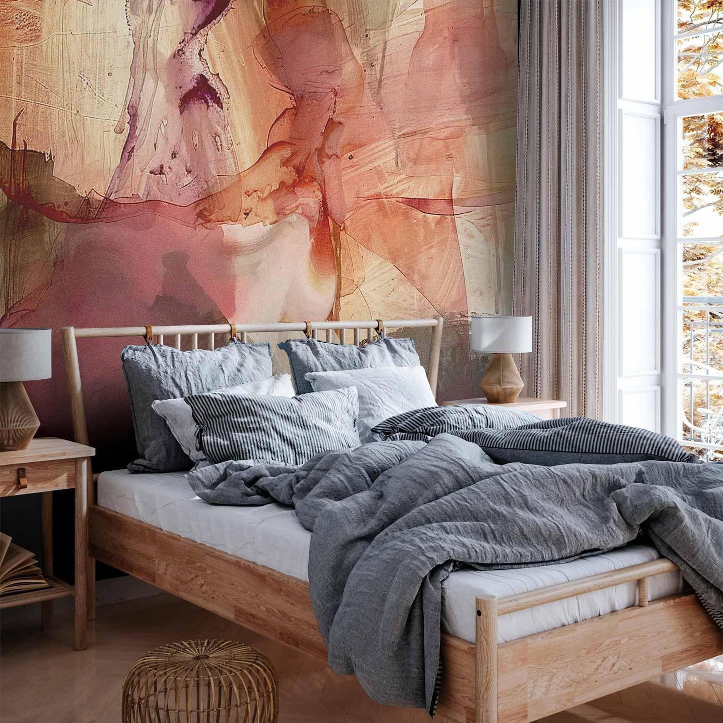 Fototapete Frühlingskomposition – Transparente Aquarellformen in Pastelltönen