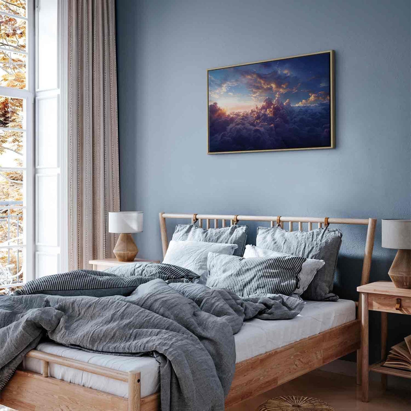 Leinwandbild - The Sun in Hiding: The Golden Face of the Sky Over a Cloudy Sea