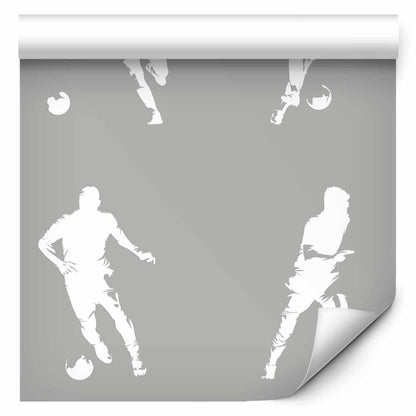 Vliestapete mit Fußballspielern in Bewegung – modernes Design