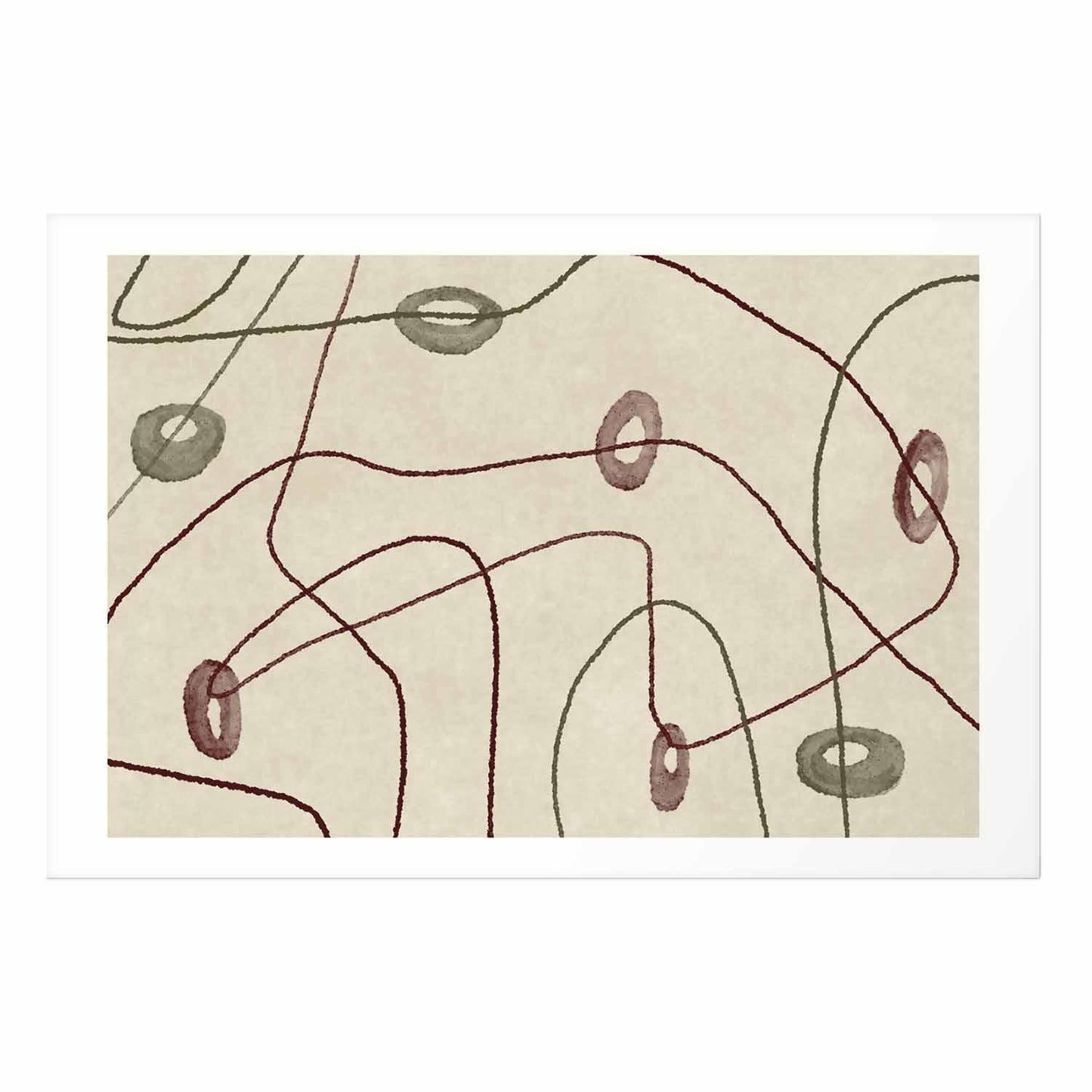 Poster - Lines and Shapes - a bead labyrinth on a pale, worn background