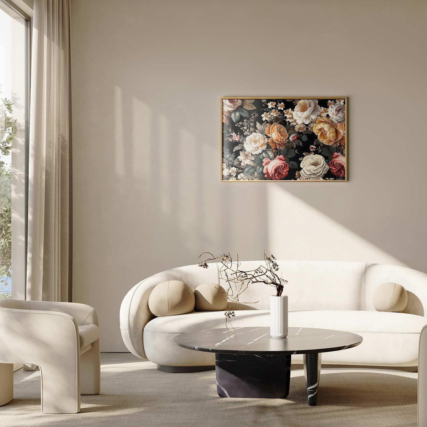 Poster - Colorful Flowers on a Black Background