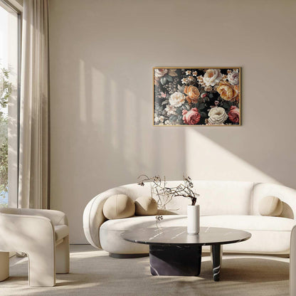 Poster - Colorful Flowers on a Black Background