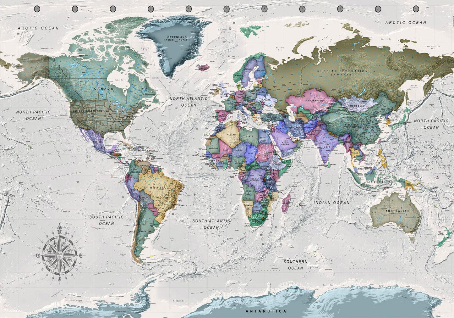 Fototapete Geography Study – Weltkarte mit englischen Ländernamen