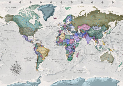 Fototapete Geography Study – Weltkarte mit englischen Ländernamen