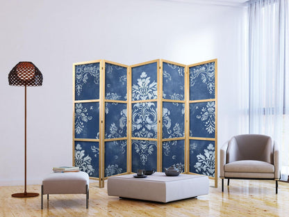 Japanischer Paravent - Retro Ornament - Decorative Motif in Worn Blues Artgeist