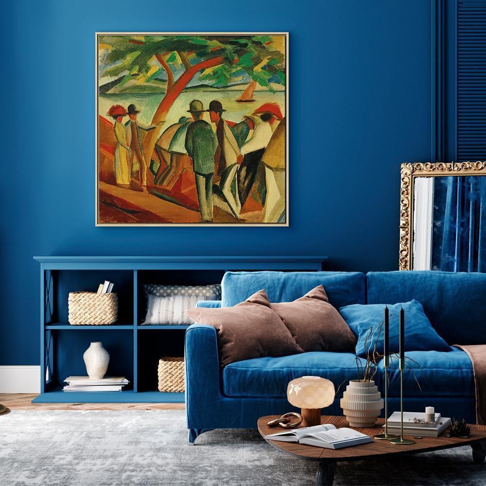 Leinwandbild - August Macke – Spaziergänger am See