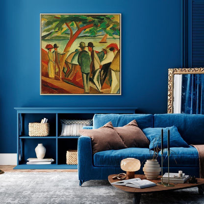 Leinwandbild - August Macke – Spaziergänger am See