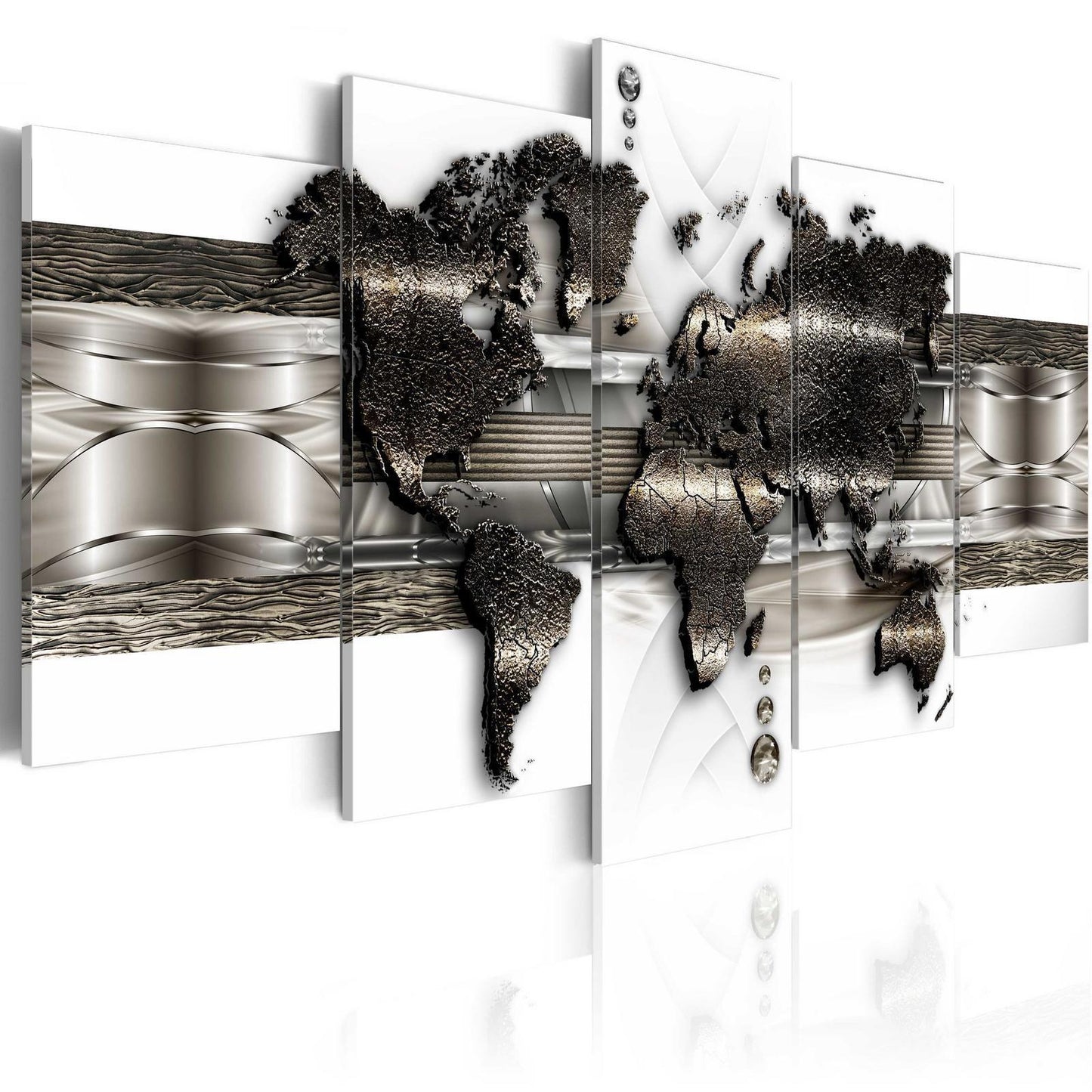 Leinwandbild - Metal World Map II