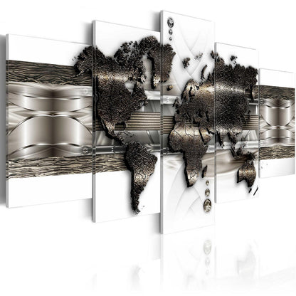 Leinwandbild - Metal World Map II