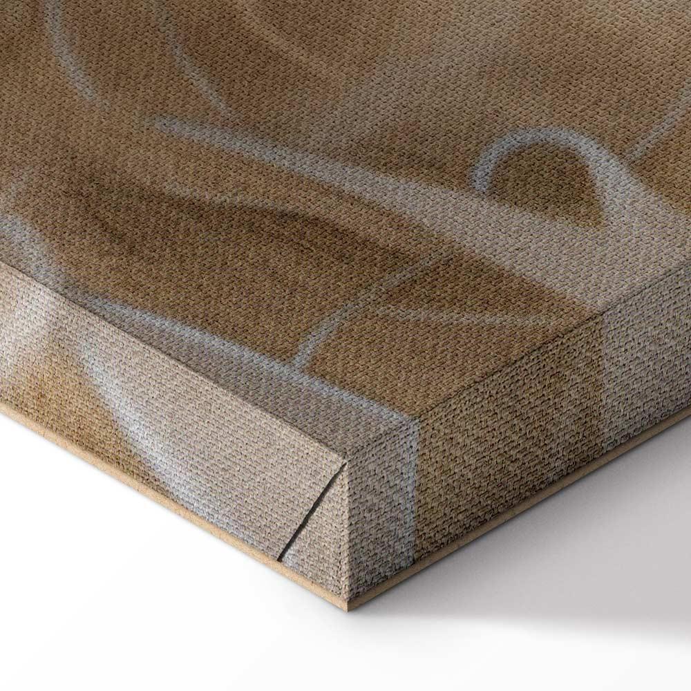 Leinwandbild - Floral Ornaments Carved in Delicate Sepia and Brown Shades