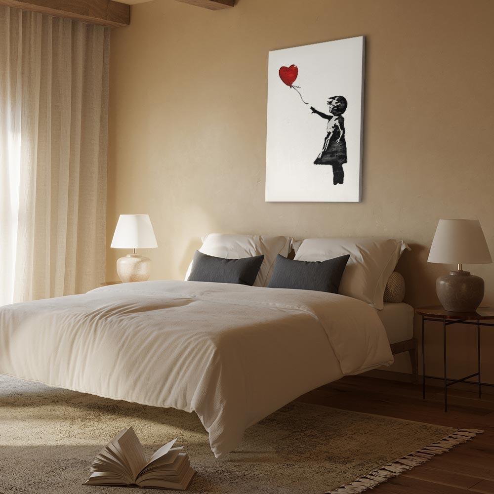 Leinwandbild - Banksy: Girl with Balloon (1 Part) Vertical