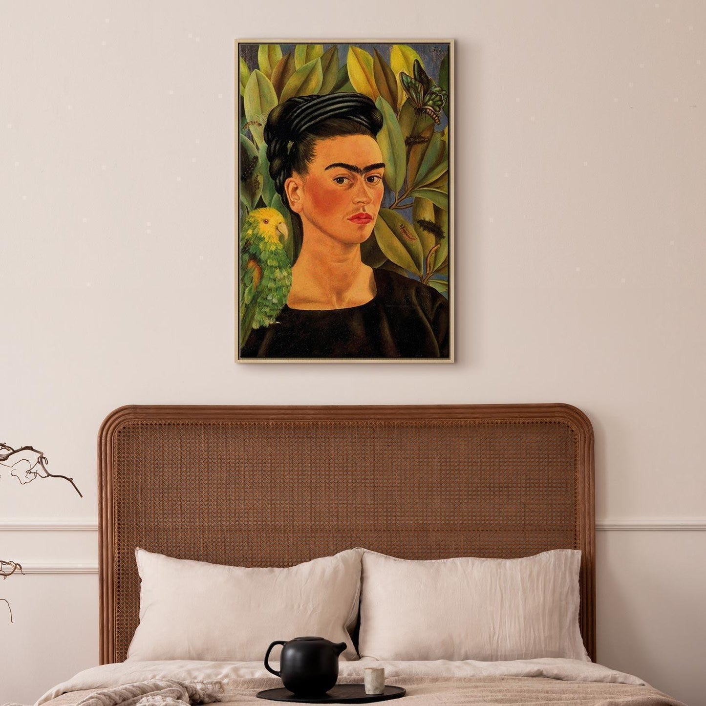 Leinwandbild - Frida Kahlo – Self-Portrait with Bonito