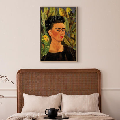 Leinwandbild - Frida Kahlo – Self-Portrait with Bonito