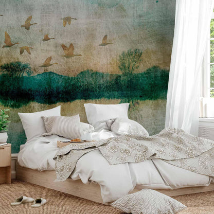 Fototapete - Golden Ducks