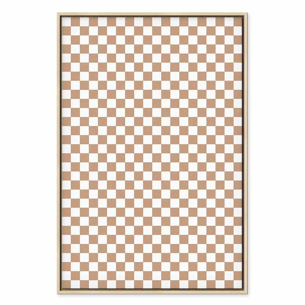Leinwandbild - Checkerboard Pattern - Brown-White Grid with a Subtle Noise