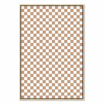 Leinwandbild - Checkerboard Pattern - Brown-White Grid with a Subtle Noise