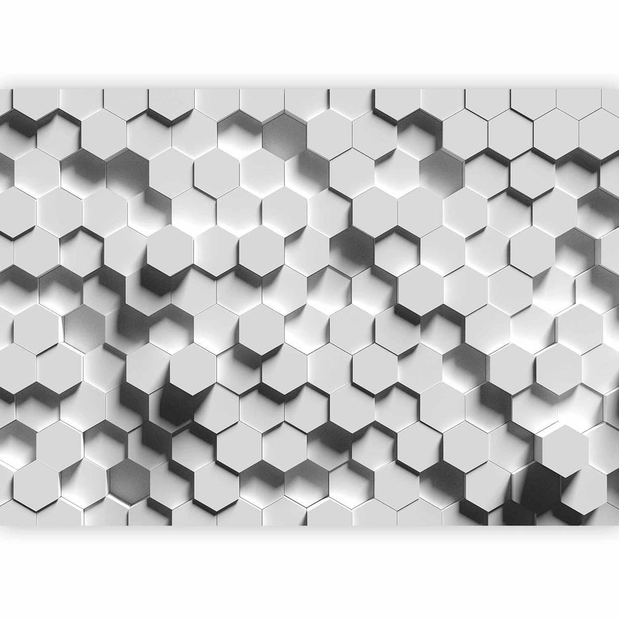 Fototapete „Hexagon 3D“ – Geometrische Eleganz für dein Zuhause