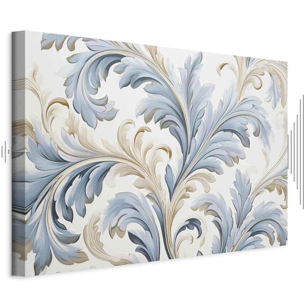 Leinwandbild - Baroque Ornaments in Light Cream-Blue Hues