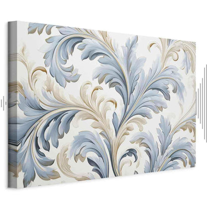 Leinwandbild - Baroque Ornaments in Light Cream-Blue Hues