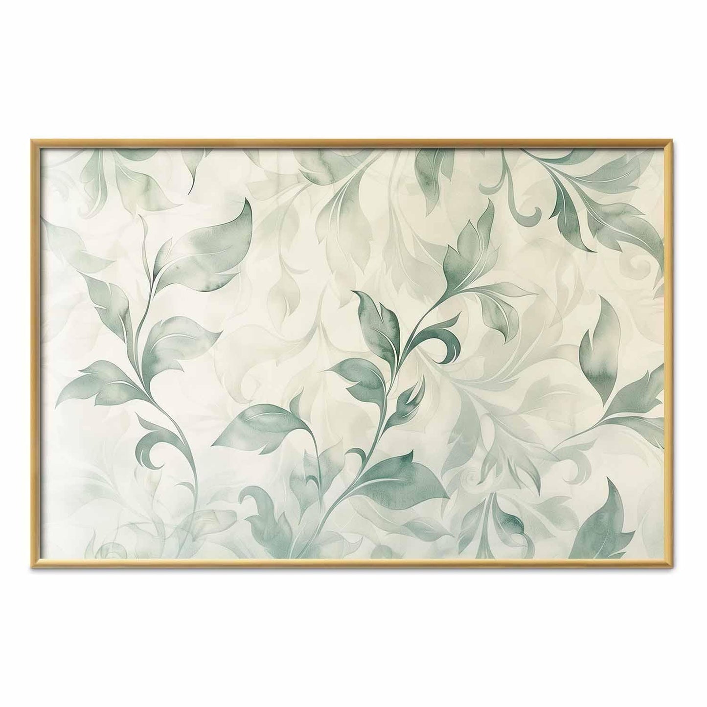 Poster - Watercolor Green-Beige Leaves