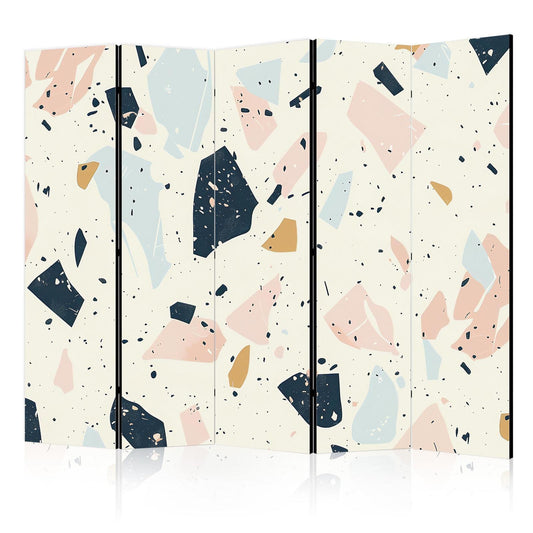 Paravent - Terrazzo with Large - Scaled Stones in Subdued Colors Artgeist