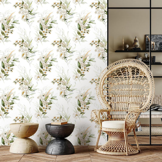 Tapete „Blumenkleid“ – Romantisches Blumenmuster für deine Wand