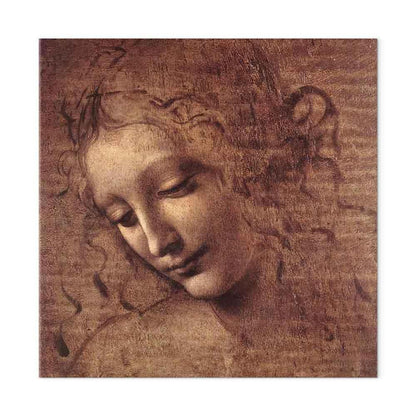 Leinwandbild - Leonardo da Vinci – Head of a Young Woman (Leda)
