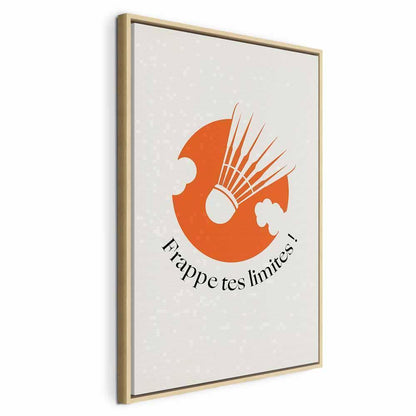 Leinwandbild - Badminton Shuttlecock on an Orange Circle Background