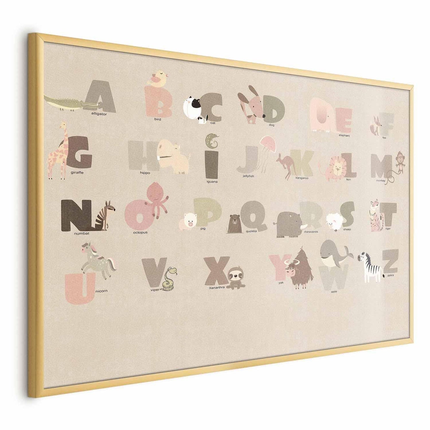 Poster - Beige Alphabet Artgeist