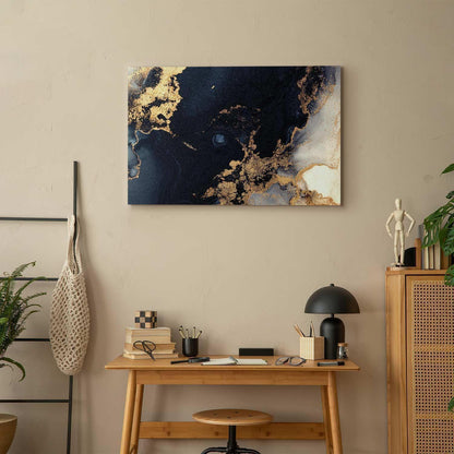 Leinwandbild - Marble and navy blue – abstract textured pattern inspired by the starry sky