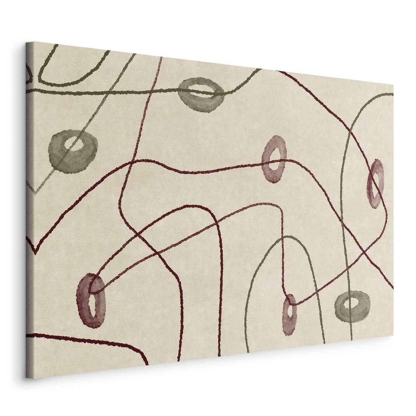 Leinwandbild - Lines and shapes – bead labyrinth on a pale washed background