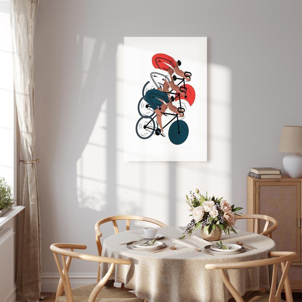 Leinwandbild - Cycling Race Competitors on a Light Background - Illustration