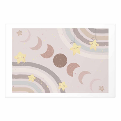 Poster - Phases of the Moon with a Rainbow