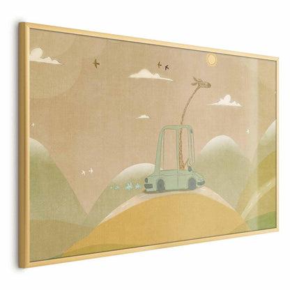 Poster Giraffe auf Reisen – Lustige Wanddeko für Kinderzimmer