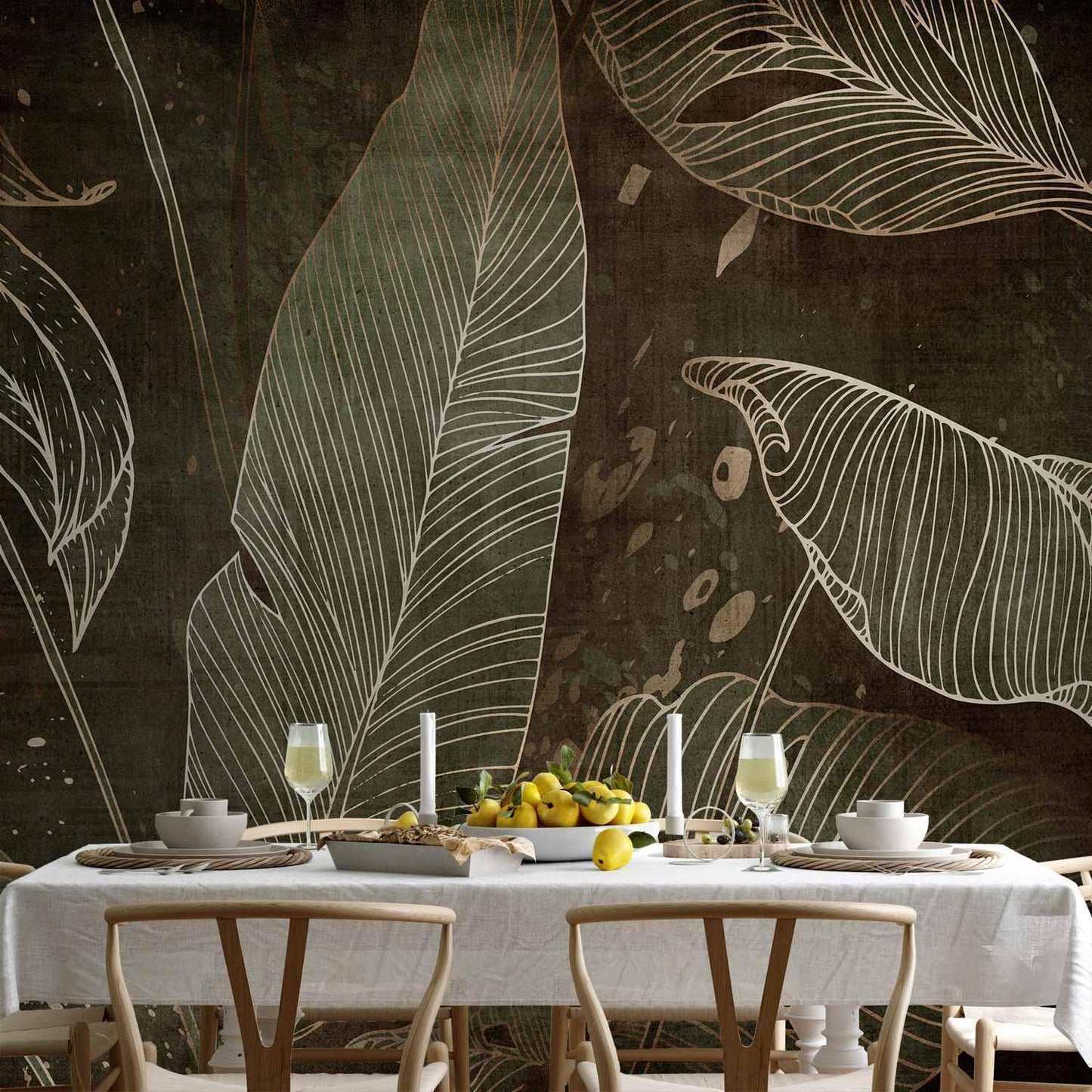 Fototapete Labyrinth der Blätter – Tropisches Blätterdach in Grüntönen