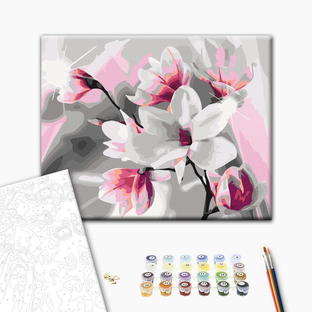 Malen nach Zahlen - Magnolia (Grey Background)