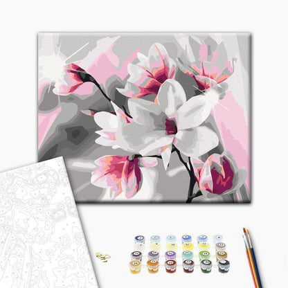 Malen nach Zahlen - Magnolia (Grey Background)