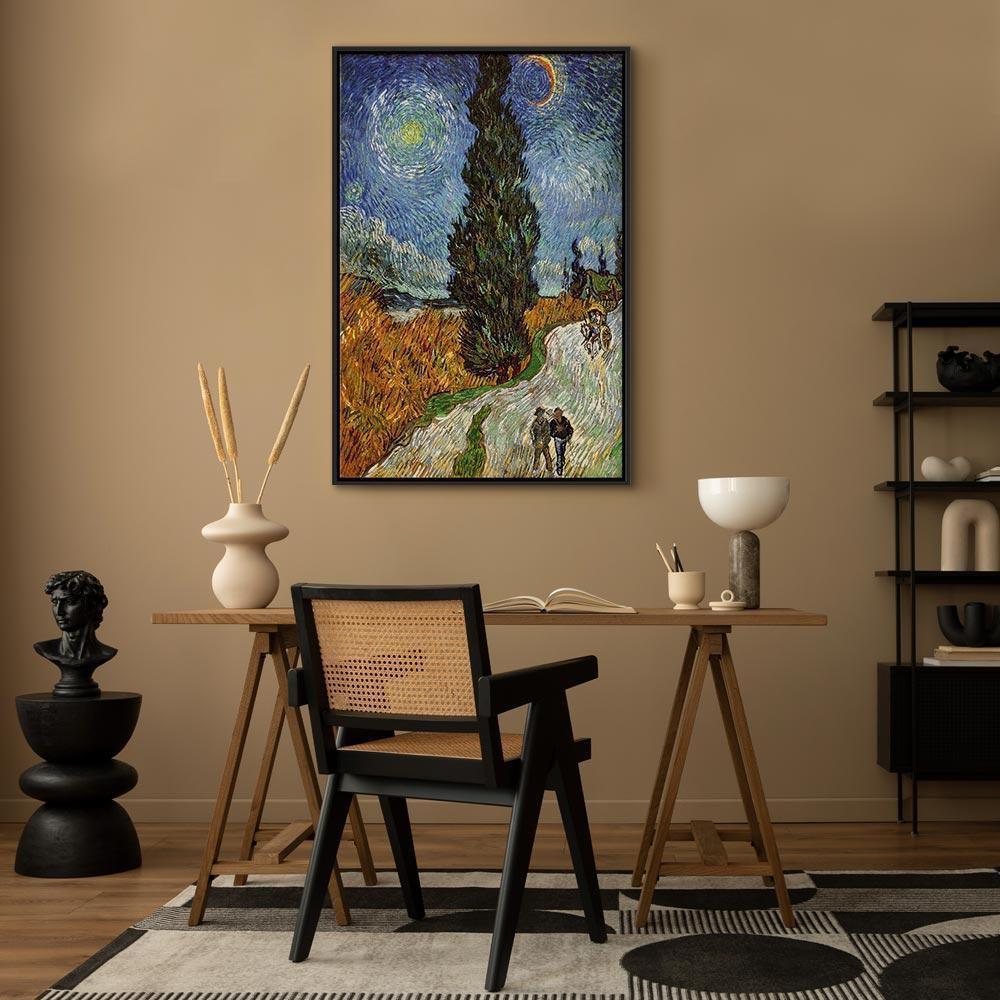 Leinwandbild - Vincent van Gogh – Road with Cypress and Star