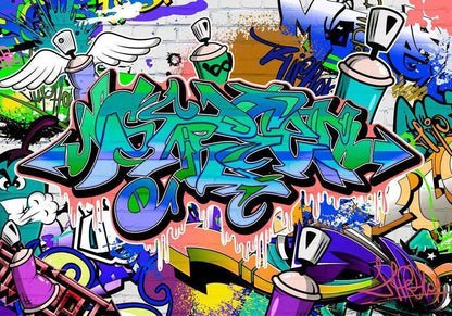 Fototapete - Graffiti: blue theme Artgeist