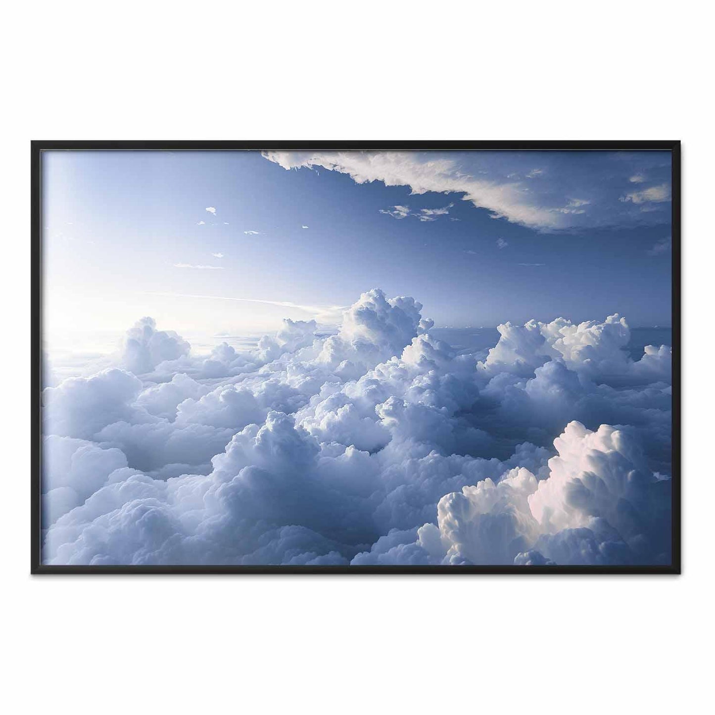 Poster - Aerial Landscapes: Sunbeams Illuminating Puffy Cloud Formations