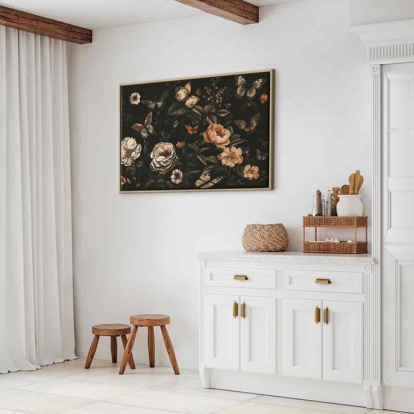 Leinwandbild Rustikaler Garten – Vintage Blumenarrangement