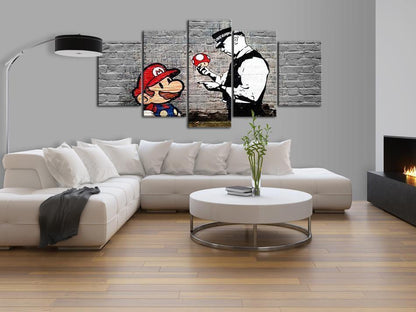 Leinwandbild - Super Mario Mushroom Cop (Banksy)