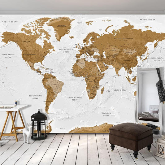 Fototapete - World Map: White Oceans Artgeist