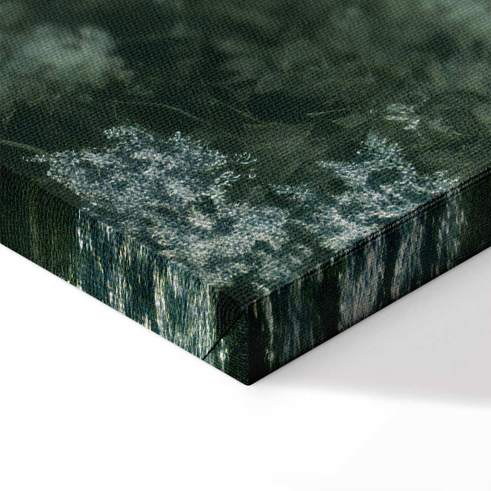 Leinwandbild - Retro Landscape Grove Trees and Pond in Patinated Shades of Green